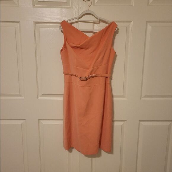 Isabella DeMarco light peach sleeveless belted midi dress - Picture 1 of 11